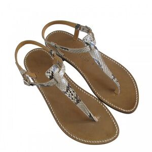 Salome Python Leather Thong Sandals. Sz 7.  Handcrafted in St Tropez France